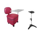 Kit Manicure Cadeira Manicure Pink + Suporte De Perna Preto - Bueno Cadeiras