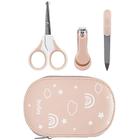 Kit Manicure Com Estojo Infantil Bebê Buba Rosa Tesoura Lixa Cortador Menina Baby Presente Recém Nascido RN