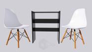 Kit Manicure De Mesa Preta + 2 Cadeiras Branca Eames Eiffel