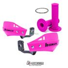 Kit Manoplas Waffle + Protetor Mão Mx1 Rosa Neon - Biker