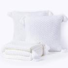 Kit Manta Casal Sala Sofa 180X60 + 2 Capas 40X40 Branco