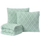 Kit Manta Sofá Cama Solteiro + 2 Capas 45X45 Paris Menta - Five Star Malhas