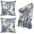 Kit Manta Xale para Sofá e Cama Jaquard com 2 Capas de almofadas