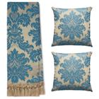 Kit Manta Xale para Sofá e Cama Jaquard com 2 Capas de almofadas