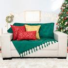 Kit Manta Xale Sofá Natal com 3 capas de Almofadas Quadrada e Quebra Rim