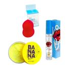 Kit Maquiagem Gloss labial Pó Banana Esponja pra maquiagem