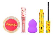 Kit Maquiagem Gloss Labial Rímel Blush Em Creme Esponja