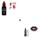 Kit Maquiagem Halloween Sangue Artificial+ Batom Preto