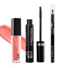 Kit maquiagem Payot Gloss Labial Ácido Hialurônico Ibiza + Máscara para Cilios 5 em 1 Prova Dágua + Lápis de Olhos Marrom