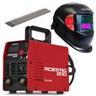 Kit Máquina Inversora Acestig 200 200A 220V - Galzer + Máscara C/ Regulagem Galzer + 2kg Eletrodo 6013 2,5mm