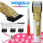 Kit Maquina Pet + Tessoura Tosa Aparador de Pelos Cortador Dog Cat Coelho Maquininha USB Recarregável Bateria Elétrico Profissional Grooming Completo