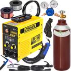 Kit Maquina Solda Inversora Multiprocesso Mig 160 Power Tig Eletrodo Completa Cilindro 7 Litros Tocha Tig Seca Arames 1kg Lynus