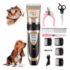 Kit Maquininha Tosa Pets Cães Tosar Gatos Tosar Pelo Sem Fio - Desert Ecom