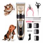 Kit Maquininha Tosa Pets Cães Tosar Gatos Tosar Pelo Sem Fio - GUIRO