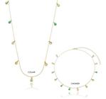 Kit Maria - Colar + Choker Zircônia Colorida Banhado em Ouro 18k