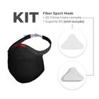 Kit Máscara Fiber Knit + 30 Filtros Proteção + Suporte Preto M