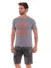 Kit Masculino 02 Peças- Camiseta Estampa Sortida e Bermuda Jeans Preto Estonado com Rasgo