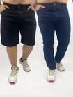 KIT Masculino 2 Peças Plus Size - Bermuda Jeans Preto e Calça Jeans Escuro