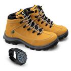 Kit Masculino Bota Couro Adventure + Relógio Analógico