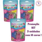 Kit Massinha de EVA 3 pacotes com 10 cores em cada coleção original da Make+