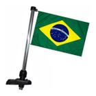 Kit Mastro de Popa Porta Bandeira cor Preta + Bandeira do Brasil Nautica 22 x 33 cm