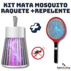 Kit Mata Mosquito Repelente Eletrônico e Raquete Elétrica Bivolt Recarregável
