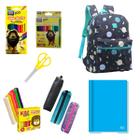 Kit Material Escolar Infantil Fundamental Mochila Estojo Estampada Caderno Pintura Massinha Kas