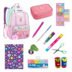 Kit Material Escolar Juvenil Adulto Completo Mochila Estojo Fofo Kawaii Colorido Cor Pastel Feminino