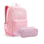 Kit Material Escolar Juvenil Estojo Organizador Mochila Grande Flores Margarida Rosa Bolso Frontal