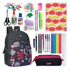 Kit Material Escolar Mochila Caderno Estojo Completo Feminino