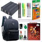 Kit Material Escolar Mochila Yepp Caderno 10 Materias 200 Folhas Estojo Triplo + Itens X-Power