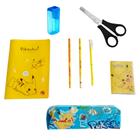 Kit Material Escolar Pikachu Pokémon 8 Peças Itens Básicos