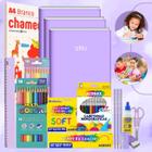 Kit Material Escolar Volta As Aulas Infantil 70 itens Tons Pastéis Ensino Fundamental Infantil Faber Acrilex Chamequinho