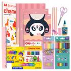 Kit Material Escolar Volta As Aulas Infantil 70pcs Ursinho Panda Ensino Fundamental Infantil Faber Acrilex Chamequinho