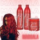 Kit matizador para cabelos vermelhos marsala maycrene shampoo condicionador e mascara