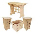 Kit Mdf Cru Provençal Mdf Decoração Festa Mesa Cubo Caixa