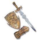 Kit Medieval Espada Escudo Manopla de combate Infantil