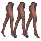 Kit Meia Calça Lupo Corações Fio 15 Feminina 3 Peças