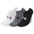 Kit Meia Under Armour Core Cotton Cano Invisível - 3 pares - Branco, Cinza e Preto