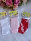 kit meias recém nascido 3 pares branco/rosa/vermelho