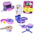 Kit Menina Infantil Cozinha  Fogão Copo Prato  Talher 33pç