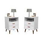 Kit Mesa de Cabeceira ITÁLIA 2 Gavetas com Pés Retro - Varias cores - CM