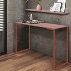 Kit Mesa de Estudos com Prateleira Stan Office Industrial Ferro Bronze MDF Rosa - Ahz Móveis