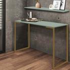 Kit Mesa de Estudos com Prateleira Stan Office Industrial Ferro Dourado MDF Verde Oliva - Ahz Móveis - AHAZZO MÓVEIS