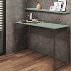 Kit Mesa de Estudos com Prateleira Stan Office Industrial Ferro Marrom MDF Verde Oliva - Ahz Móveis