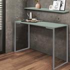 Kit Mesa de Estudos com Prateleira Stan Office Industrial Ferro Prata MDF Verde Oliva - Ahz Móveis