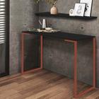 Kit Mesa de Estudos com Prateleira Stan Office Industrial Ferro Rose Gold MDF Preto - Ahazzo Móveis