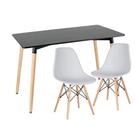 KIT - Mesa de jantar retangular Eames 60 x 120 cm preto + 2 cadeiras Eiffel DSW