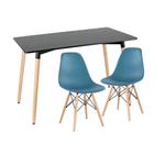 KIT - Mesa de jantar retangular Eames 60 x 120 cm preto + 2 cadeiras Eiffel DSW