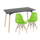 KIT - Mesa de jantar retangular Eames 60 x 120 cm preto + 2 cadeiras Eiffel DSW